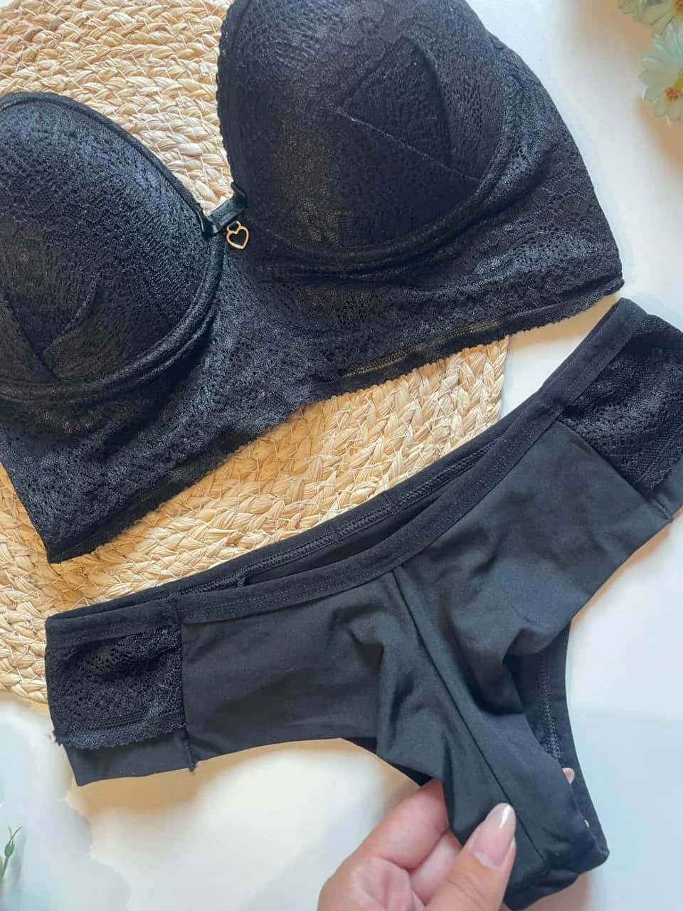 Conjunto Renda Coracao 7