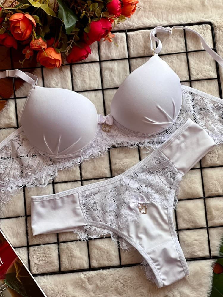 CONJUNTO PINGENTE CORAÇÃO BRIELA - Branco 1