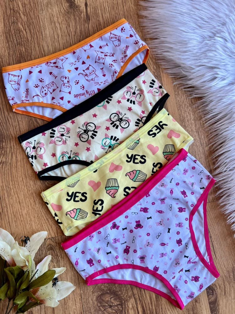 CALCINHA INFANTIL ALGODÃO VIÉS (não é possível escolher estampa - estampas variadas) 1