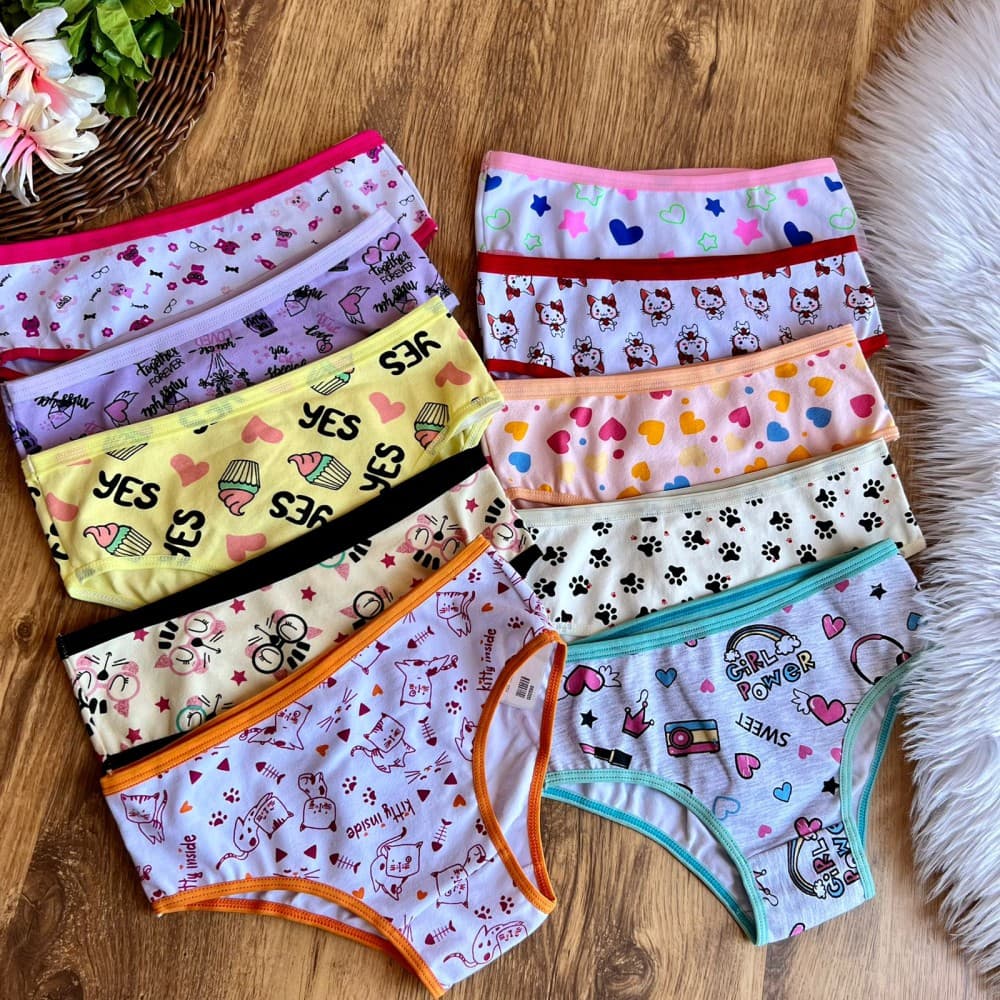 CALCINHA INFANTIL ALGODÃO VIÉS (não é possível escolher estampa - estampas variadas) 2