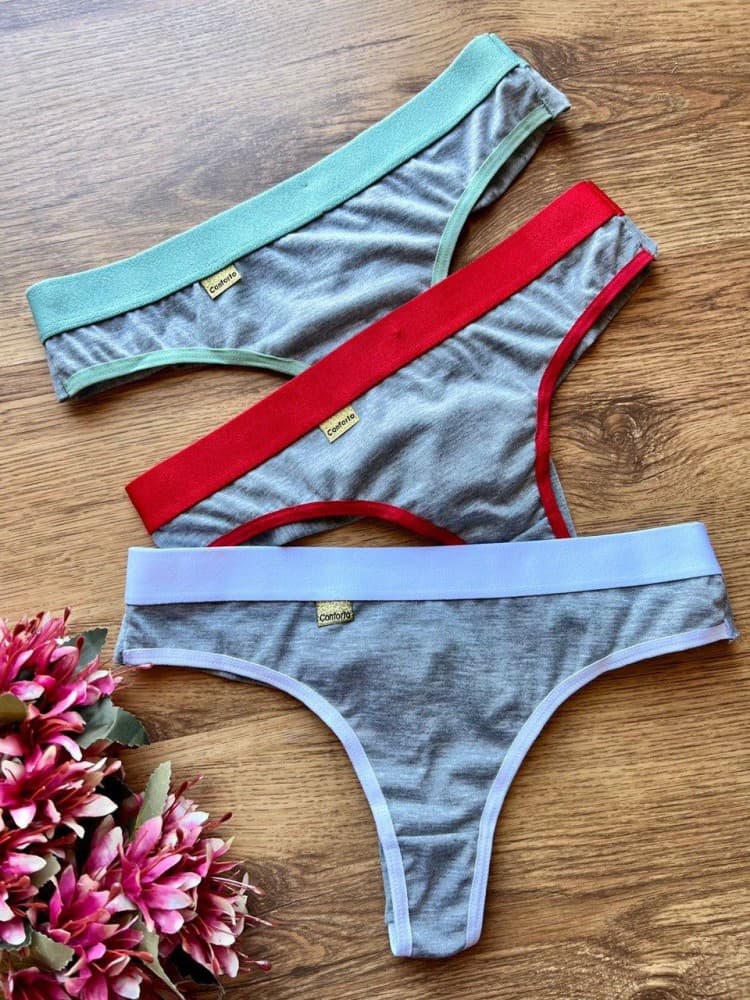 CALCINHA FIO DUPLO ALGODÃO (não é possível escolher cor - cores variadas) 3