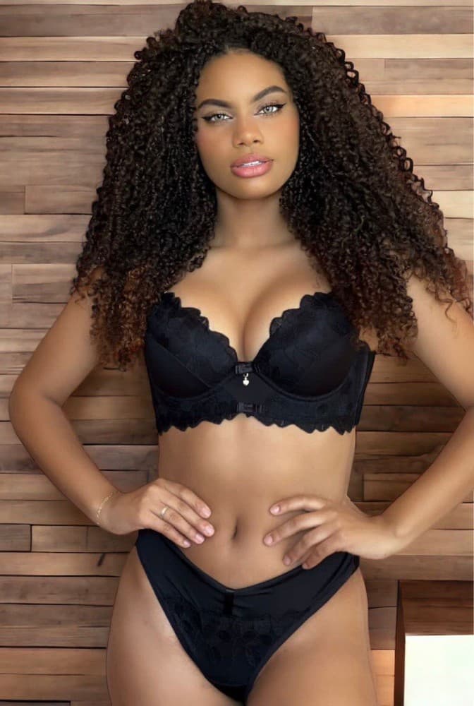 CONJUNTO ULTRA LUXO TULE BORDADO BRIELA - Preto 2