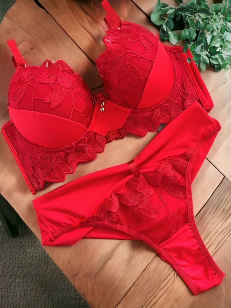 CONJUNTO ULTRA LUXO TULE BORDADO BRIELA - Vermelho 2