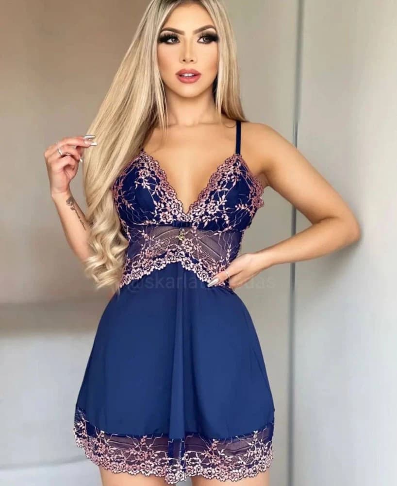 CAMISOLA S/BOJO + CALCINHA MICHELE - Marinho