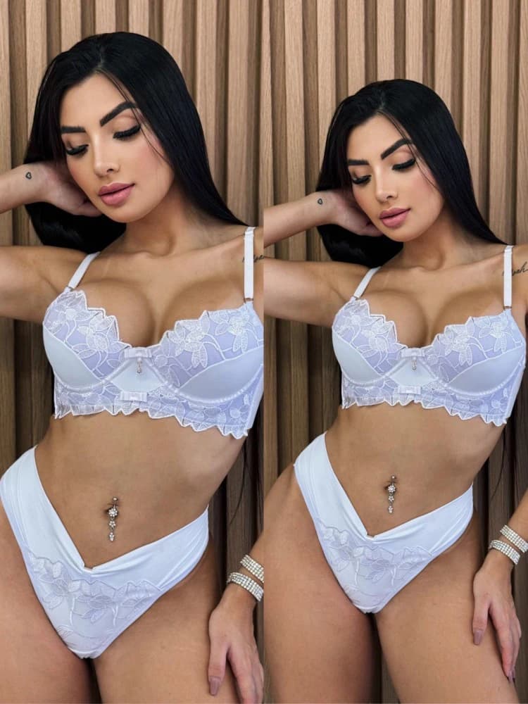 CONJUNTO ULTRA LUXO TULE BORDADO BRIELA - Branco 1