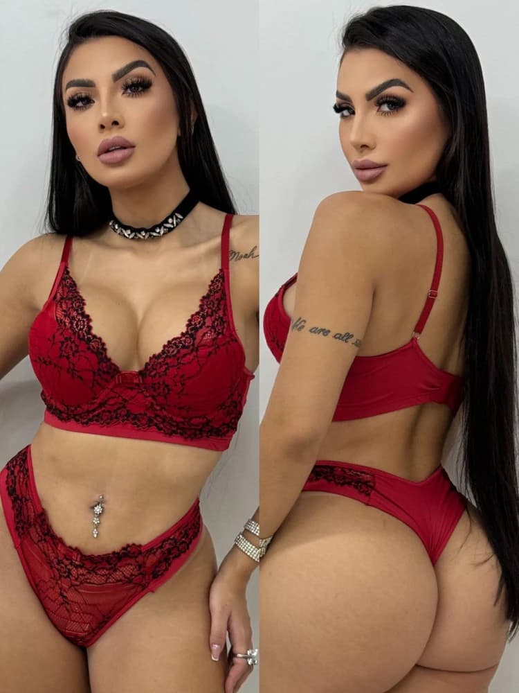 CONJUNTO ULTRA LUXO MICHELl E - Vermelho c/ preto 1