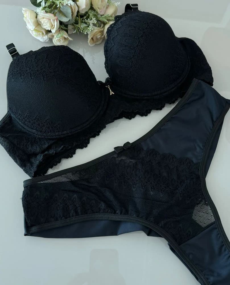 CONJUNTO PLUS SIZE FIO DUPLO LAVÍNIA - Preto 2