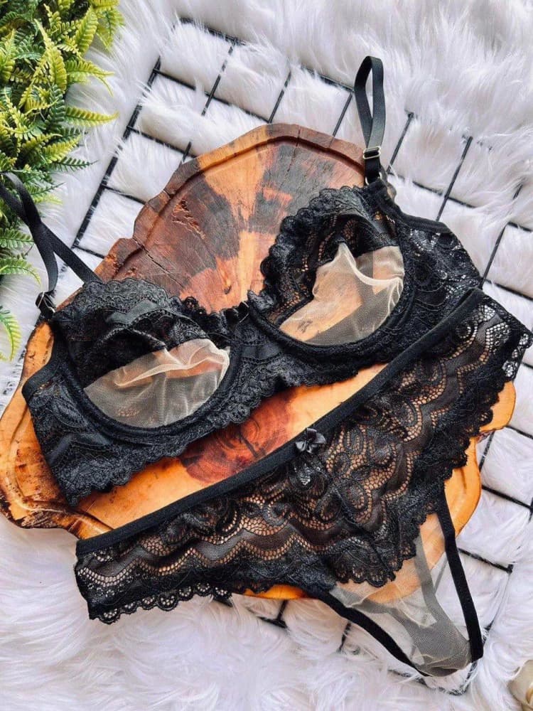 CONJUNTO TULE C/ARO S/BOJO CRIS - Preto 1