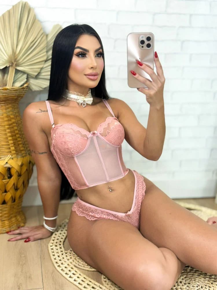 CORSELET DE RENDA + CALCINHA - Rose (renda de cilios)
