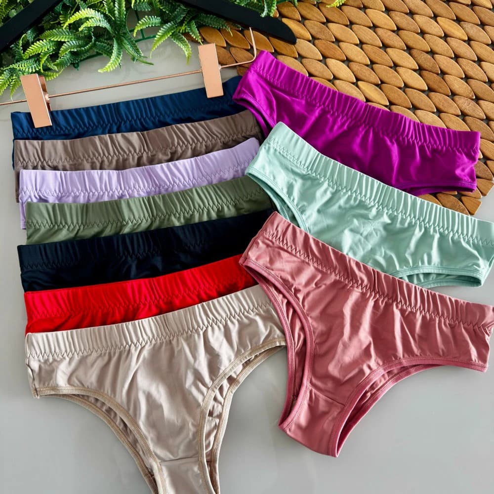 Calcinha microfibra rebatida (não é possível escolher cor - cores variadas)