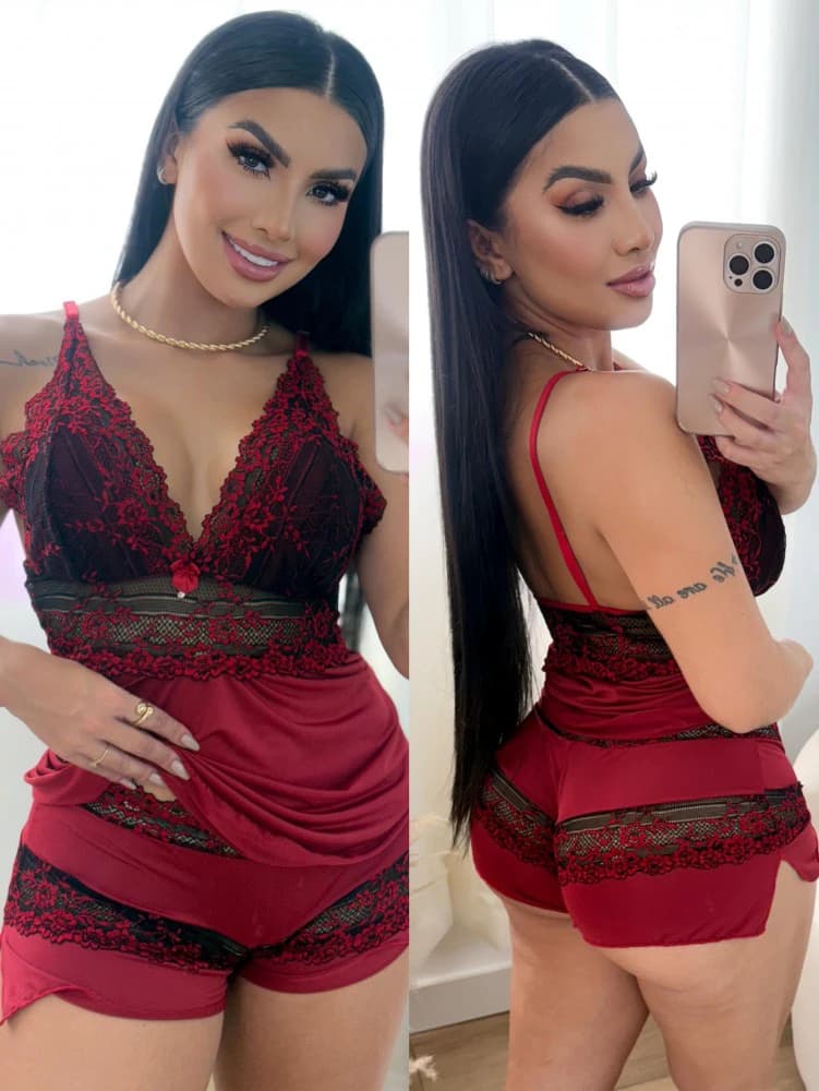 BABY DOLL FABIANA BICOLOR- Vermelho c/ preto (as cores podem dar diferença de tom por causa do flash) 1