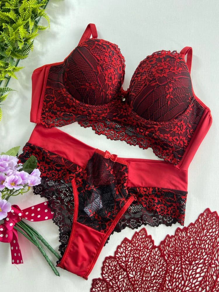 CONJUNTO ULTRA LUXO MARCELA - Vermelho bicolor 3