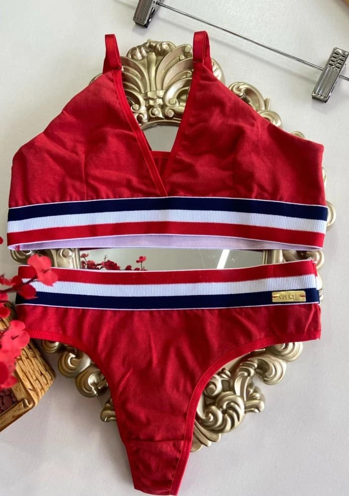 CONJUNTO CONFORTO (elásticos variados) - Vermelho