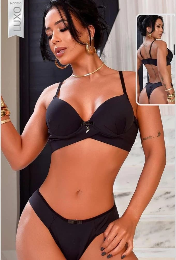 CONJUNTO LUXO MICROFIBRA SHIRLEY - PRETO 1