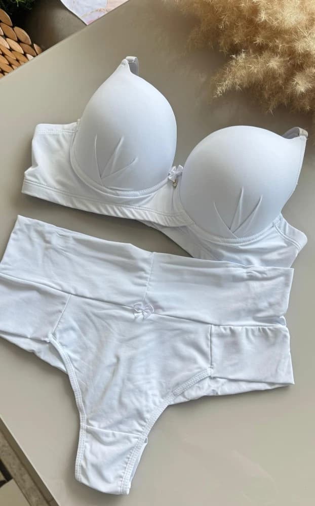 CONJUNTO MICROFIBRA PLUS SIZE SHIRLEY - BRANCO