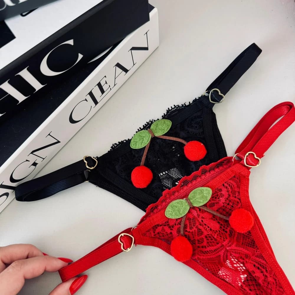 TANGA TULE C/CEREJINHA REGULAGEM (TAMANHO UNICO) - calcinha está toda no tule, não tem renda 4