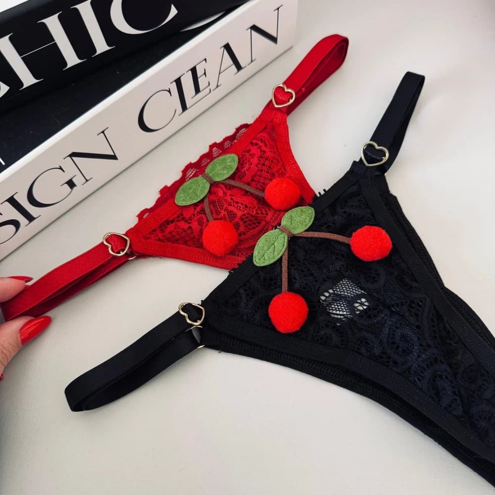 TANGA TULE C/CEREJINHA REGULAGEM (TAMANHO UNICO) - calcinha está toda no tule, não tem renda 3