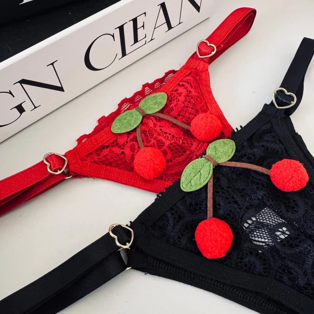 TANGA TULE C/CEREJINHA REGULAGEM (TAMANHO UNICO) - calcinha está toda no tule, não tem renda 2