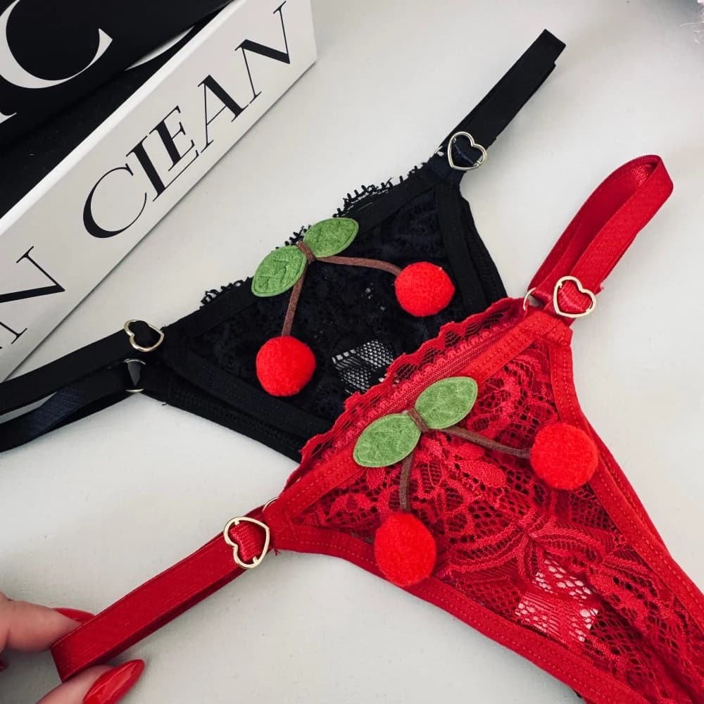 TANGA TULE C/CEREJINHA REGULAGEM (TAMANHO UNICO) - calcinha está toda no tule, não tem renda 1