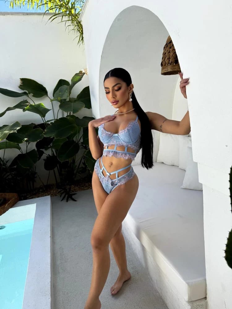 CONJUNTO S/BOJO GISELE - Azul bb c/rose 1