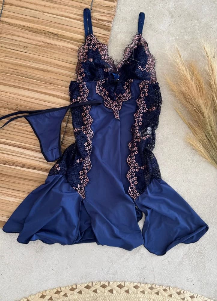 CAMISOLA S/BOJO + Calcinha MARA - rendas cilios bicolor 7