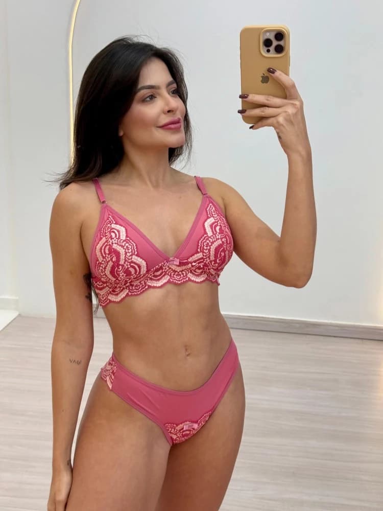 CONJUNTO S/ BOJO LUXO BICOLOR - ROSÉ