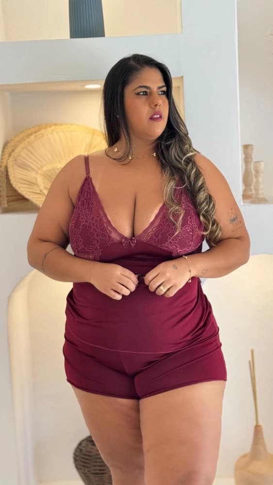 Baby dool Plus Size Katia - Vinho
