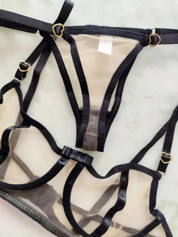 CONJUNTO S/BOJO TULE DIANA - PRETO 1