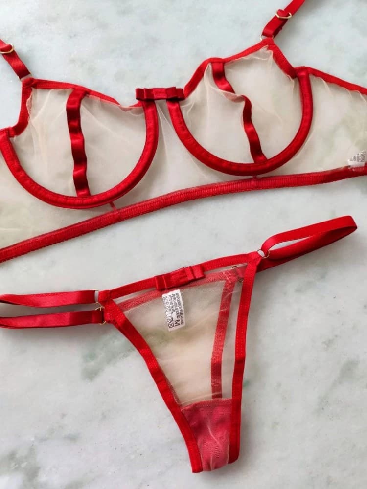 CONJUNTO S/BOJO TULE DIANA - VERMELHO 1