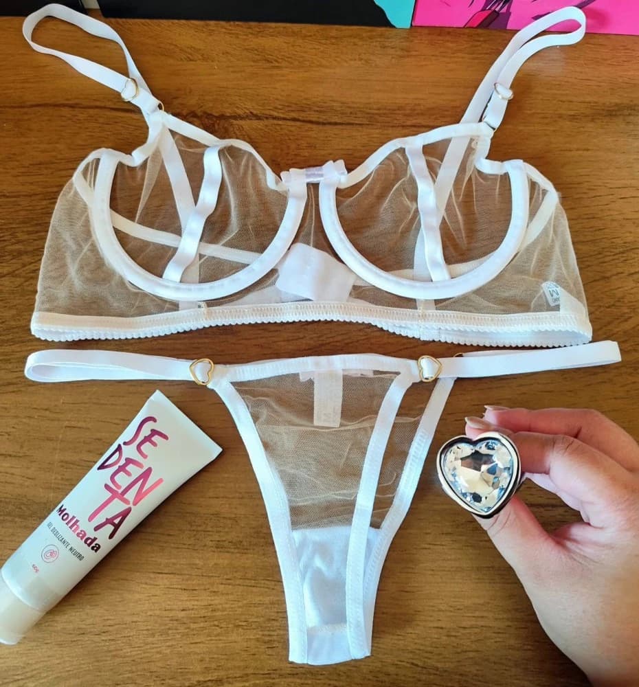 CONJUNTO S/BOJO TULE DIANA - BRANCO (somente o conjunto - nao acompanha sexshop)