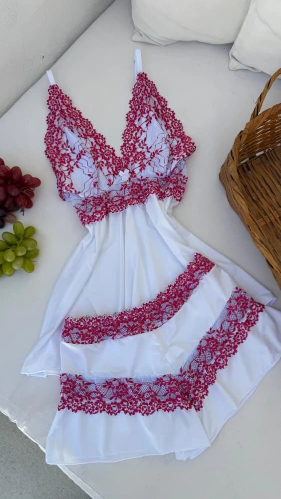 BABY DOLL FABIANA BICOLOR - Branco c/ rubi 1