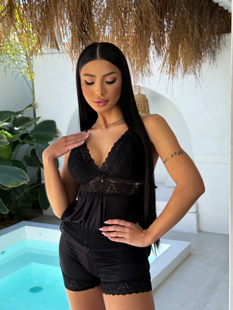 Baby Dool microfibra Ticiane - Preto