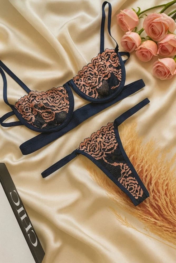 CONJUNTO GRINGA BICOLOR - Marinho c/rose 1