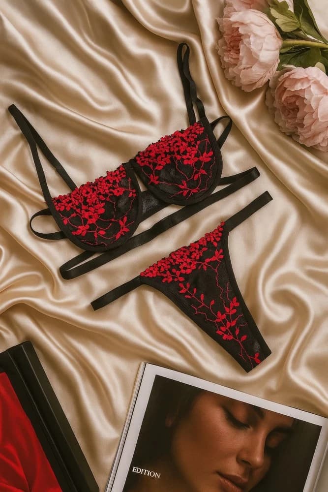 CONJUNTO GRINGA BICOLOR - Preto c/vermelho 1