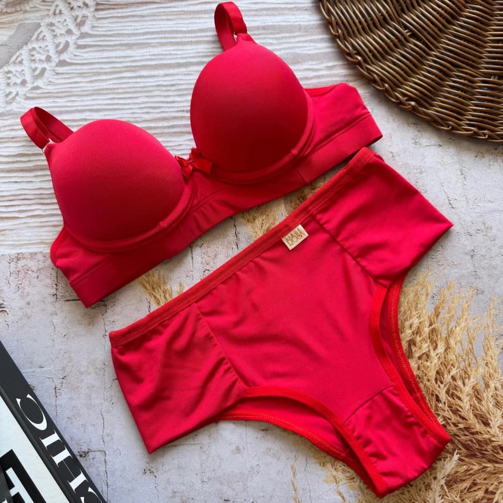 CONJUNTO LISO CONFORTO LINDA ROSA - Vermelho