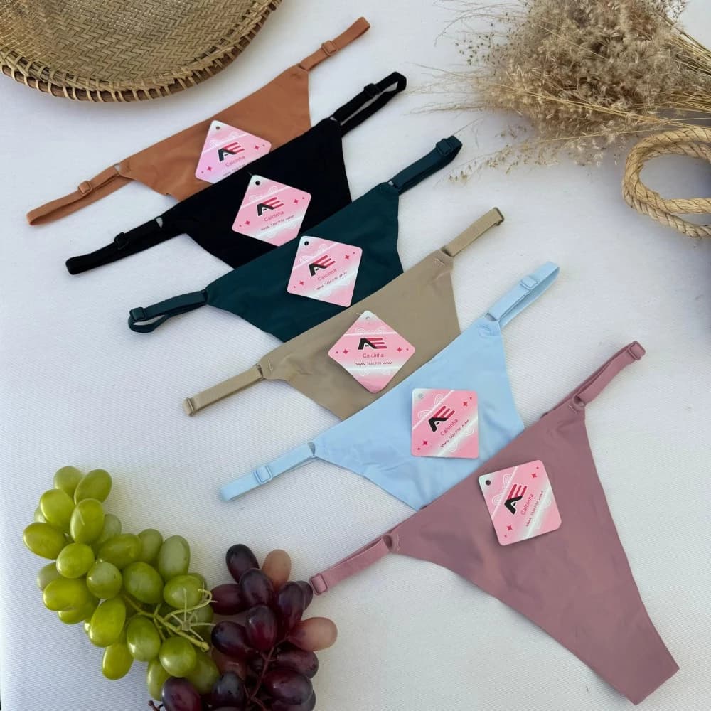 CALCINHA SEM COSTURA FIO C/REGULAGEM (não é possível escolher cor - cores variadas)