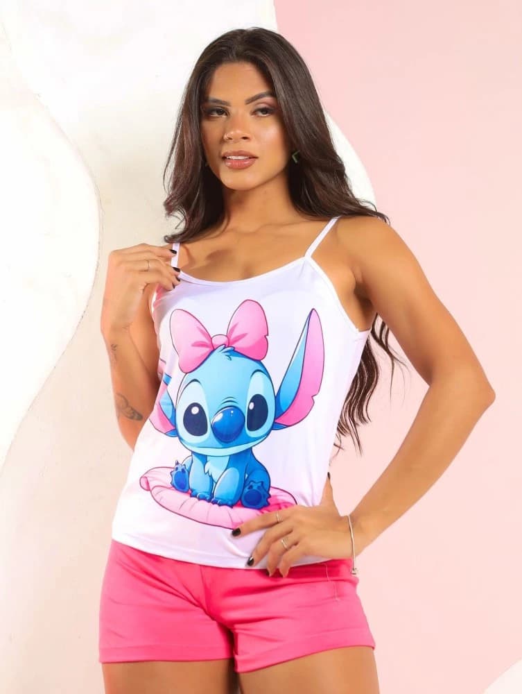 BABY DOLL ALCINHA PERSONAGENS - STITCH C/LAÇO