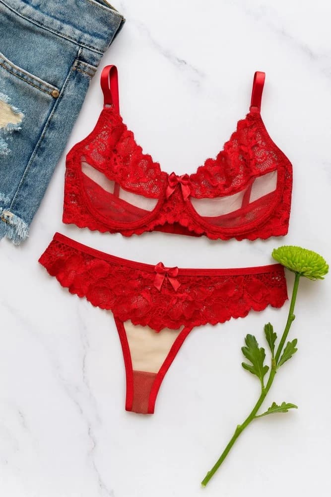 CONJUNTO TULE C/ARO S/BOJO CRIS - Vermelho