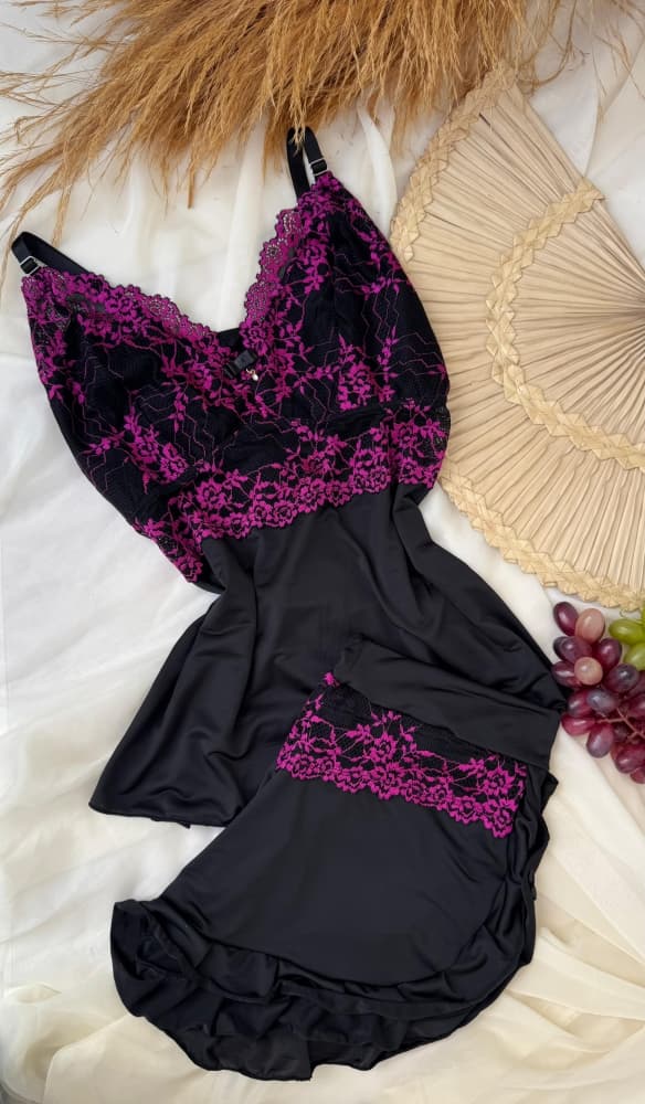 BABY DOLL FLUFLU PLUS SIZE - Preto c/inveja