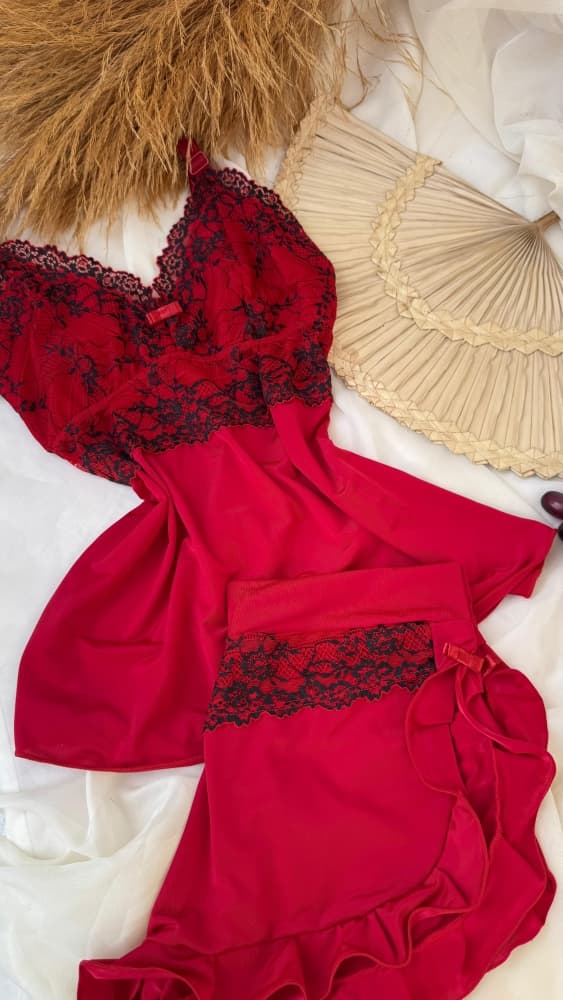 BABY DOLL FLUFLU PLUS SIZE - Vermelho c/preto 1