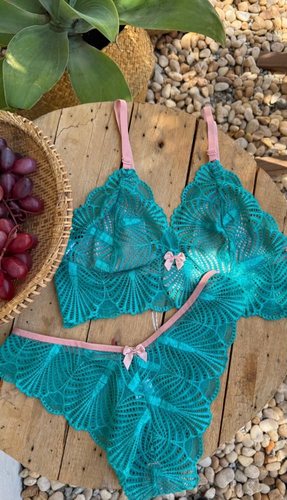 CONJUNTO SEM BOJO -Verde c/rose