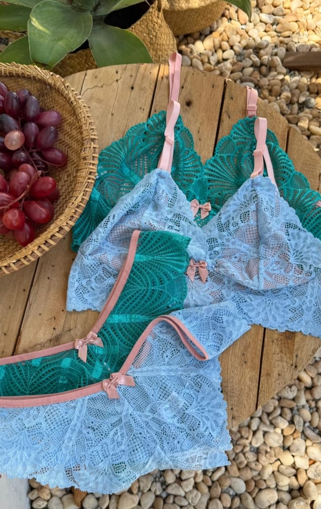 CONJUNTO SEM BOJO -Verde c/rose 2