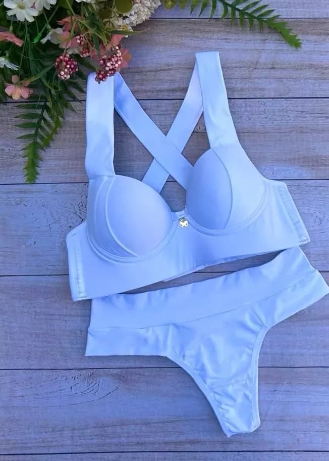 CONJUNTO MICROFIBRA ALÇA TRANÇADA - BRANCO