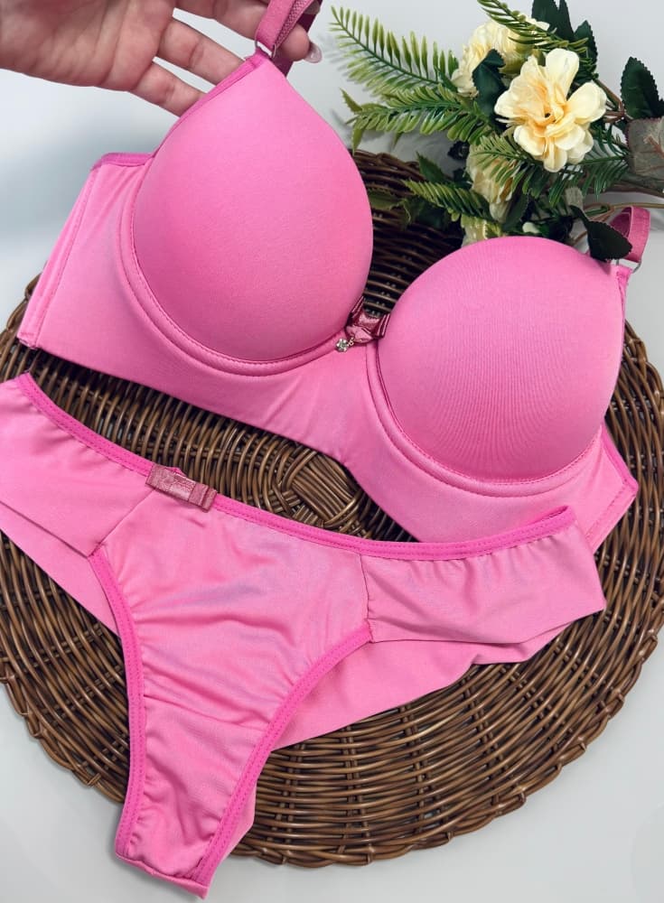 CONJUNTO C/BOJO MICROFIBRA VALENTINA - ROSA SANDIA