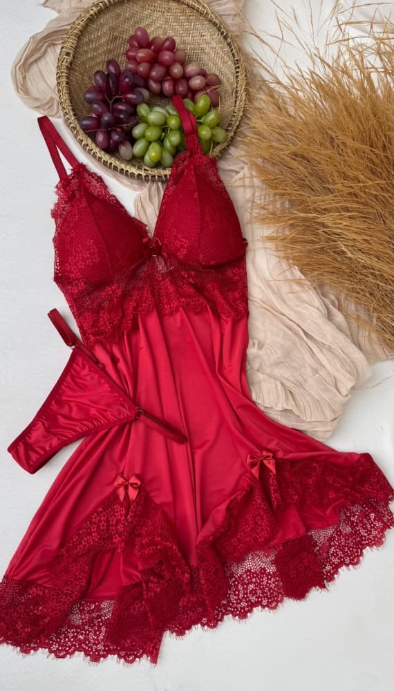 CAMISOLA C/ BOJO ULTRALUXO VERÔNICA + CALCINHA 6