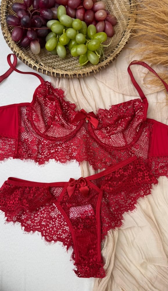 CONJUNTO S/BOJO ULTRALUXO JESSY - VERMELHO (renda cilios)