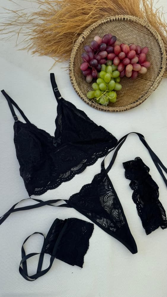 CONJUNTO S/BOJO SEXY C/ALGEMA - PRETO 3