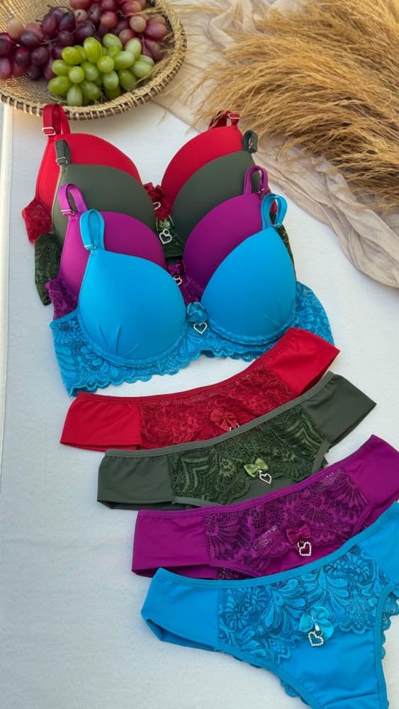 CONJUNTO PINGENTE CORAÇÃO BRIELA - Azul turquesa 1