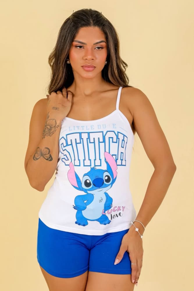 BABY DOOL SUEDE ALCINHA PERSONAGENS - STITCH AZUL