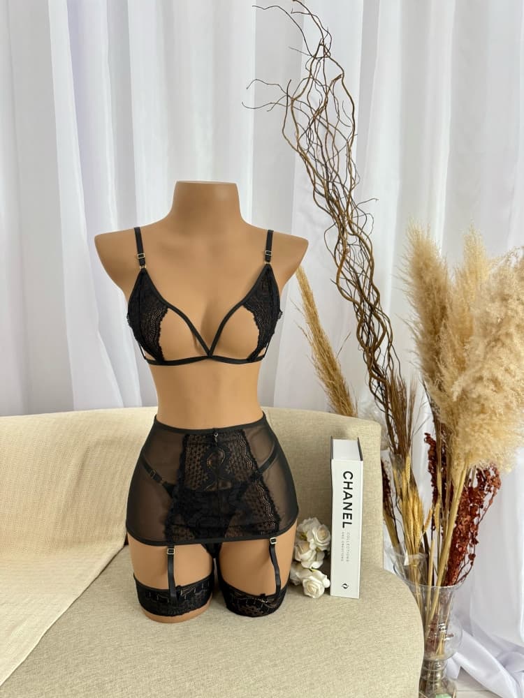 CONJ S/BOJO CINTA LIGA LATINA - PRETO 1